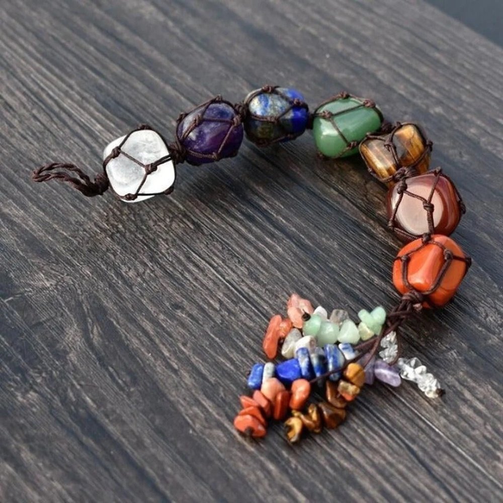 Natural Gemstones Crystal Car Hanging Window Ornament for 7 Chakra